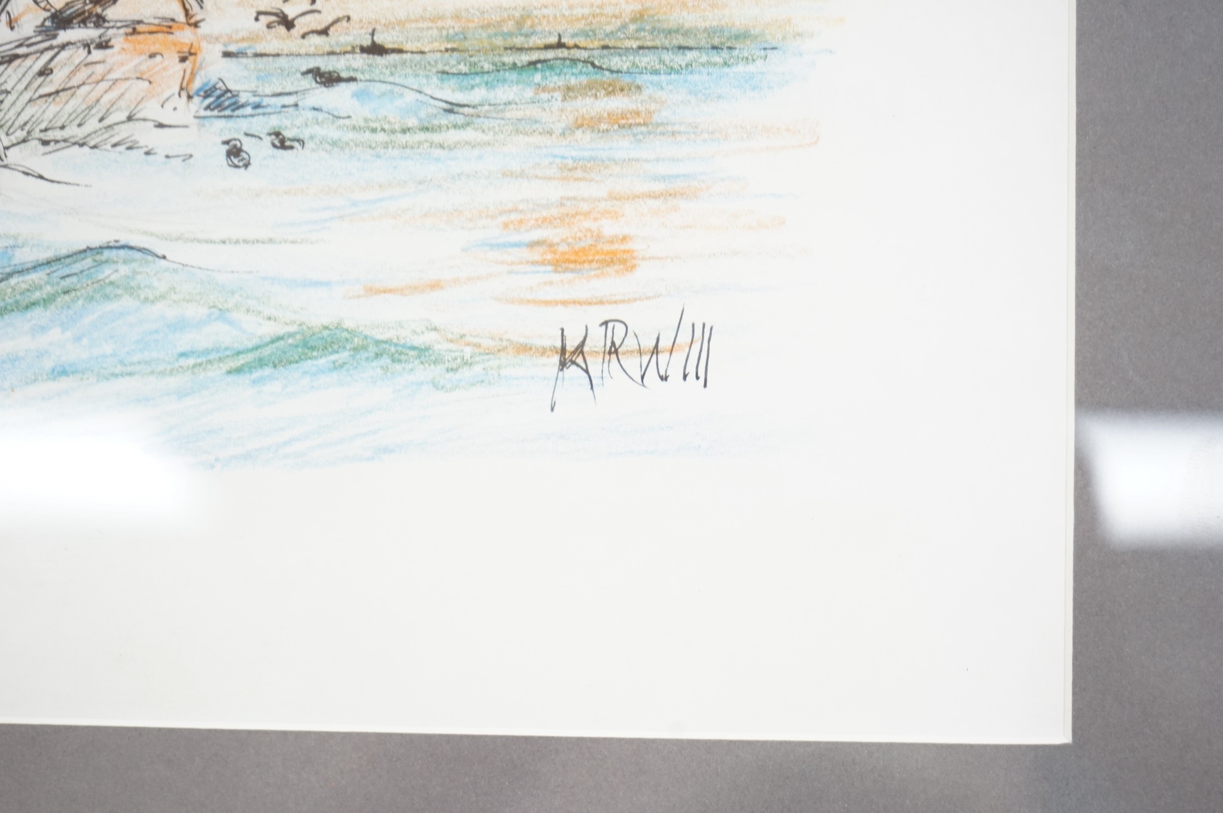 Attributed Kieron Williamson (Contemporary), coloured crayon and ink, 'Ludham, Suffolk', signed, 27 x 27cm. Condition - good